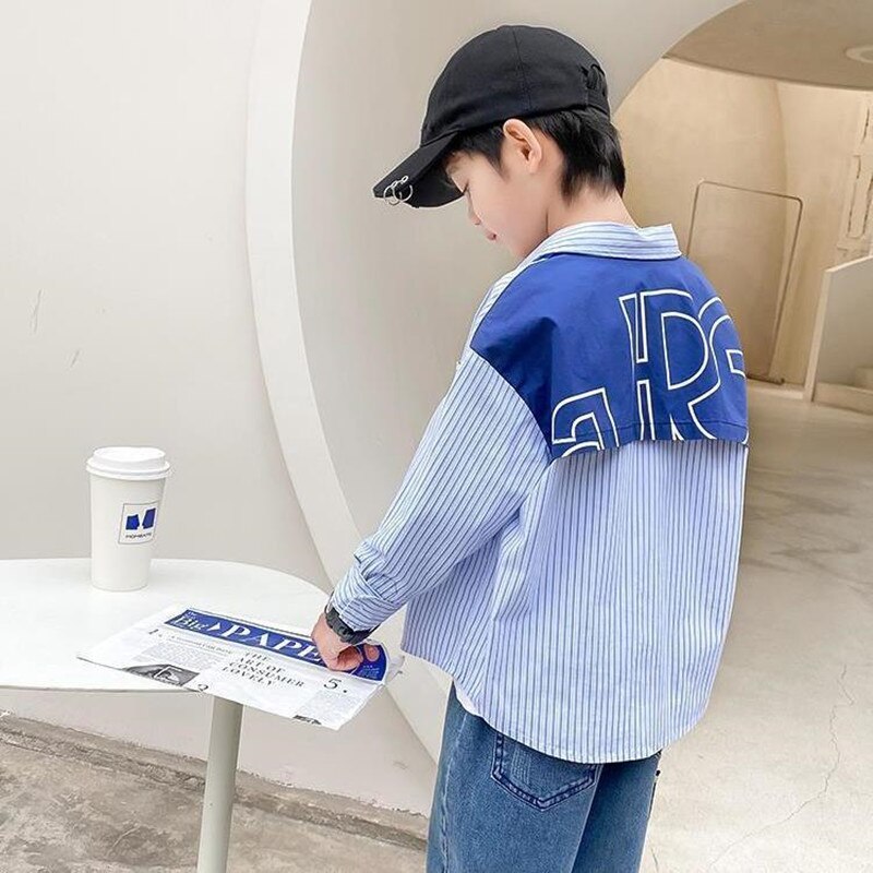 22022 Teenage Boys Kids Boys Shirts School Formal Shirt for Boys Down Collar Blouse For Dress Shirt Teen 6 8 10 12Year