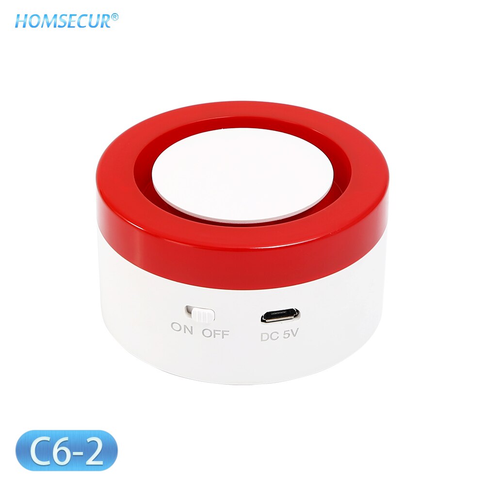 HOMSECUR Tuya LoT Platform Wireless WIFI GSM-2G SMS Smart Home Security Alarm System (Optional PIR Door Sensor Remote Control): Flash Siren