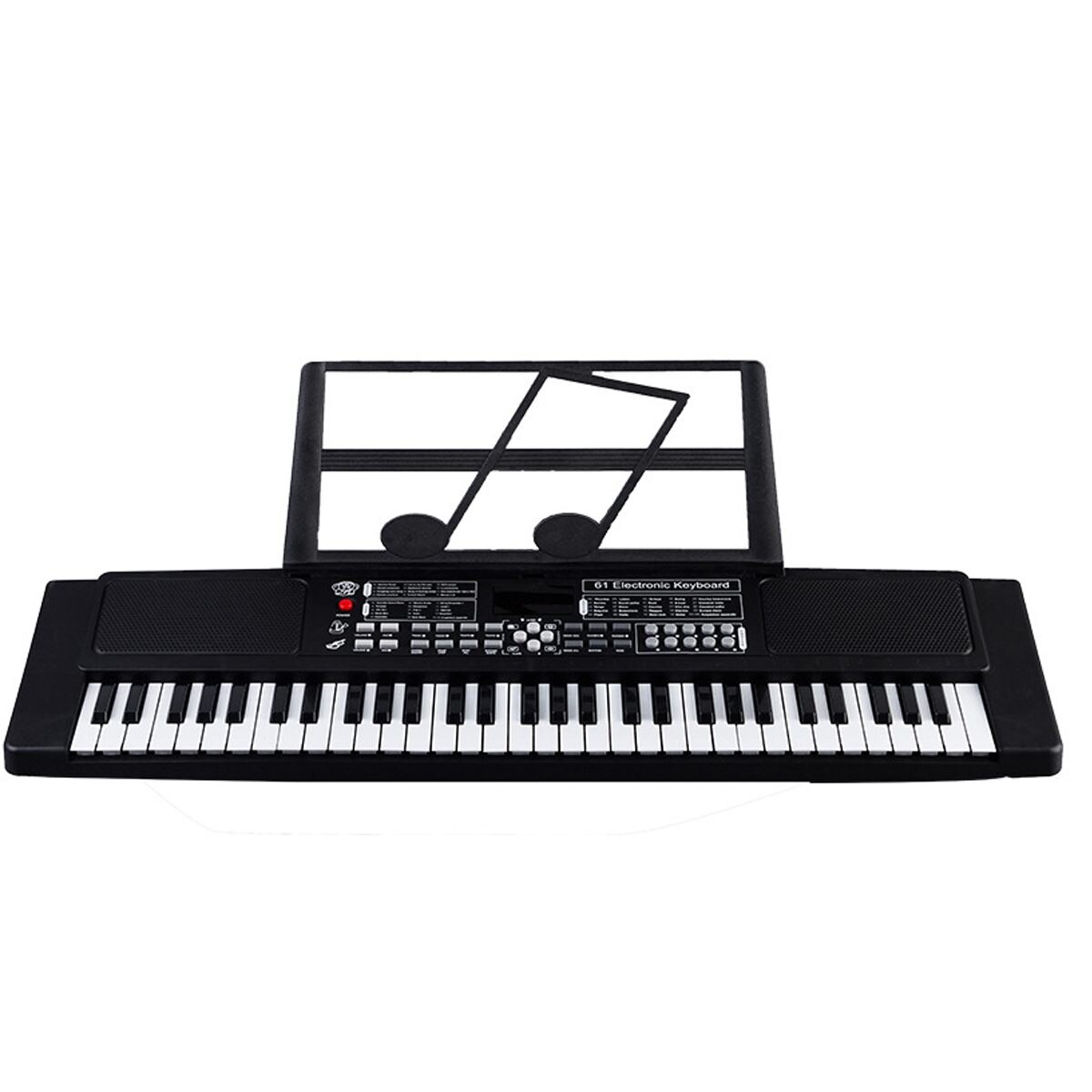 Black/White 61 Key Digital Music Electronic Keyboard Electric Piano with Music Stand Microphone USB Cable Kids: Black