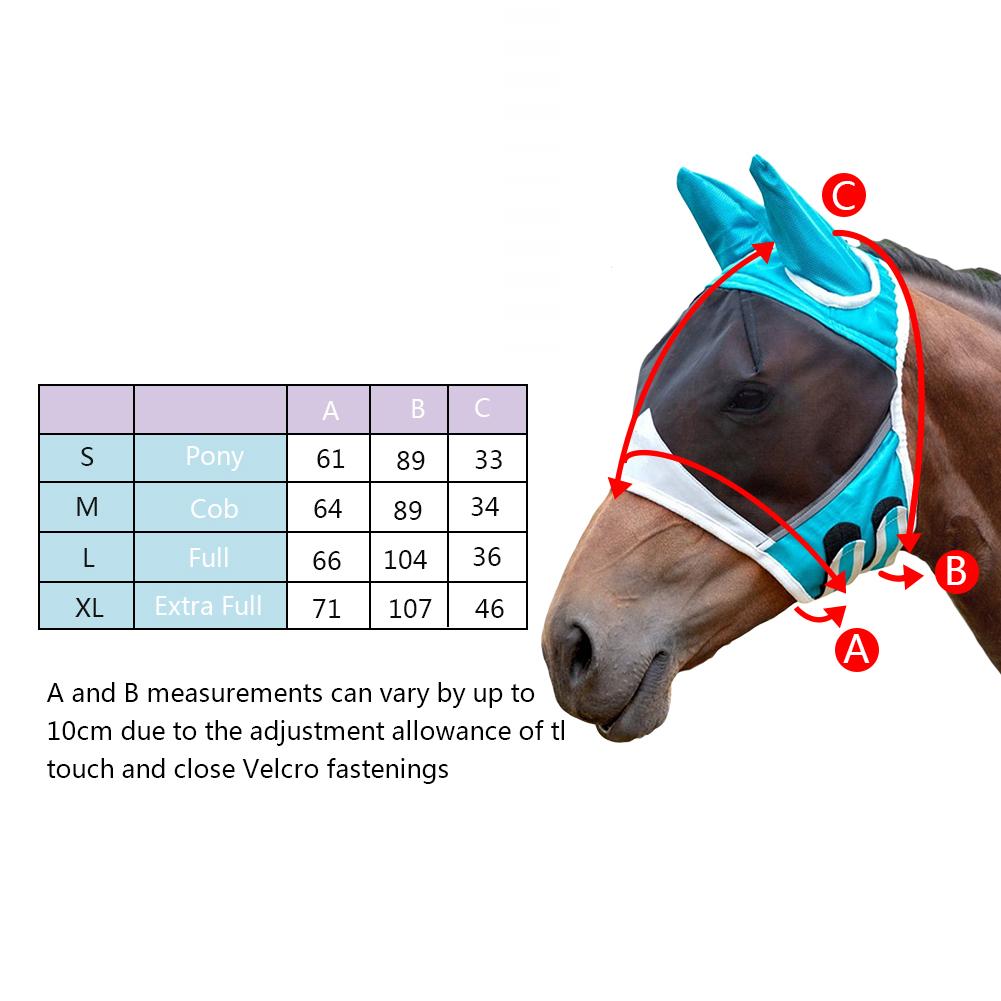 Suministros para mascotas máscara de malla desmontable para caballos con cubierta Nasal máscara para moscas de caballo máscara de cara completa para nariz antimosquitos con cremallera