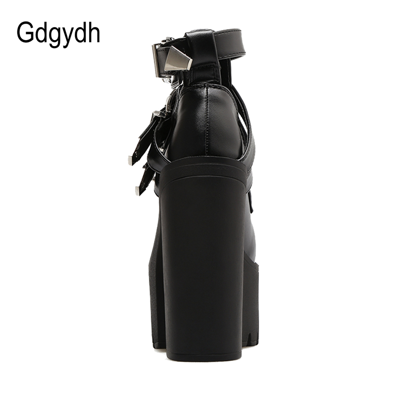 Gdgydh moda botas femininas fivela de couro macio primavera outono preto senhoras tornozelo botas de salto alto sapatos plataforma saltos grossos