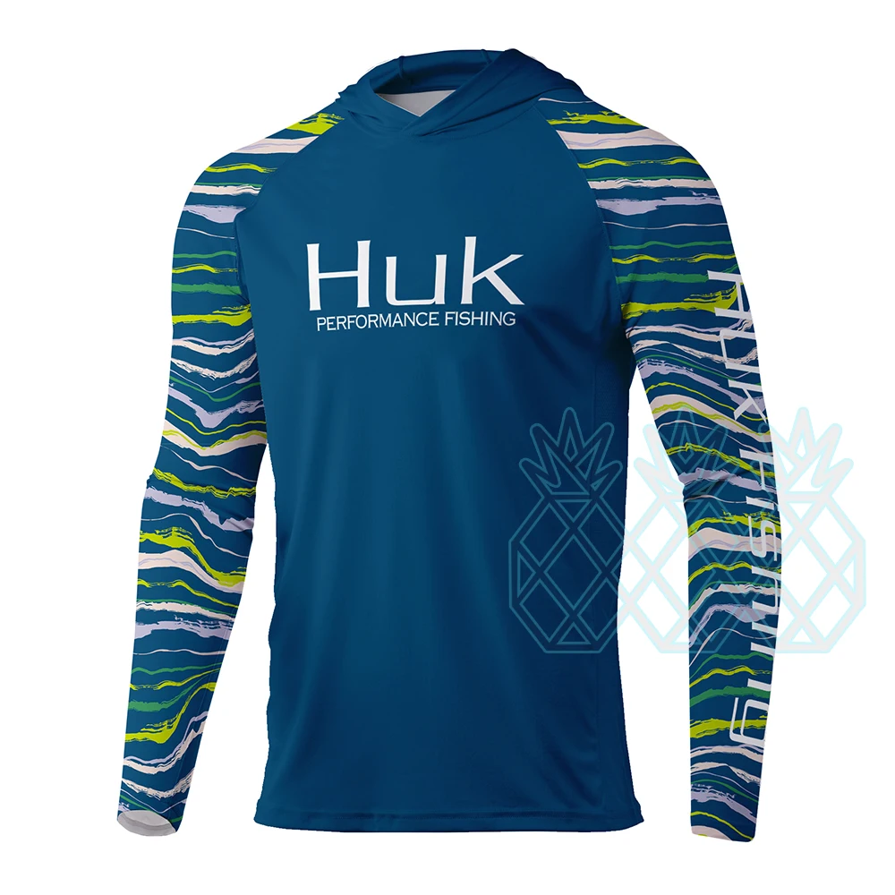 HUK-Camisas de pesca de manga comprida masculina, roupa UV exterior, camisa com capuz, protetor solar respirável, anti mosquito, camisola de pesca fina: XXL / Laranja