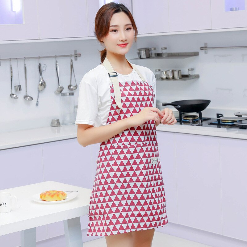 70cmx75cm Cleaning Apron Waterproof Kitchen Aprons for Woman Concise Apron Overclothes Housework Clean Apron delantal cocina: Red