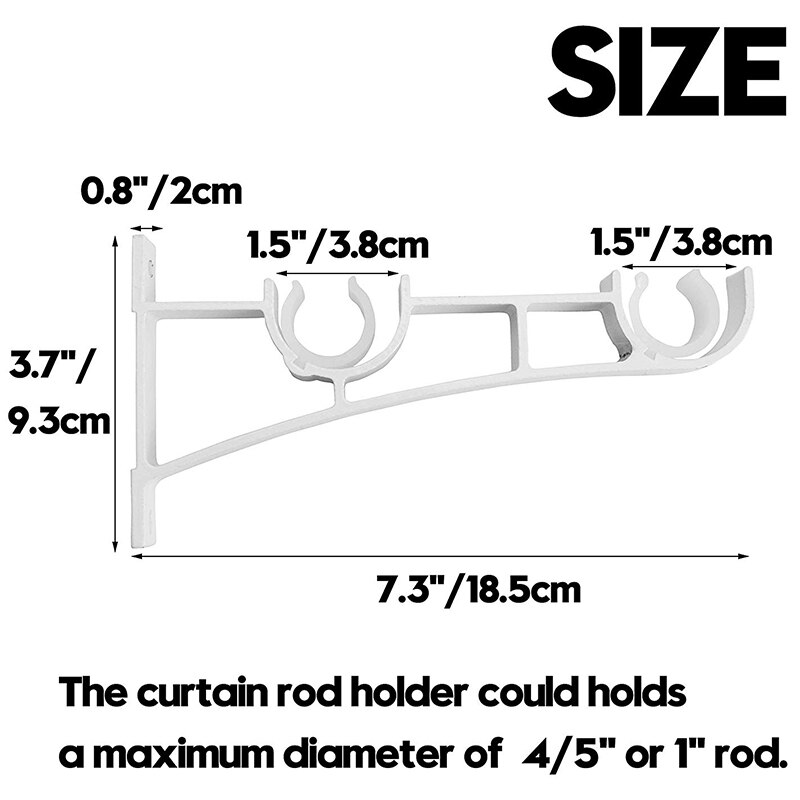 Double Curtain Rod Holders Set, Curtain Rod Brackets, Tap Right Into Window Frame Curtain Rod Hang Curtain Brackets for Window B