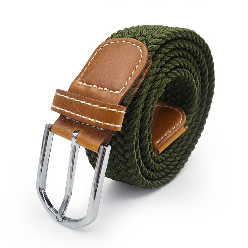 Mannen Elastische Stretch Taille Riem Zwart Canvas Gevlochten Kleine Elasticiteit Geweven Lederen Riem Brede Metal Stretch Riem Voor mannen