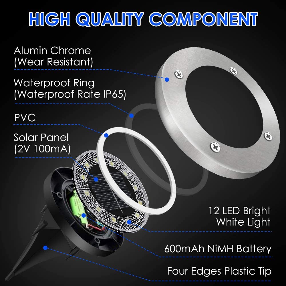 Solar Grond Lichten 12 Led Solar Tuinverlichting Waterdichte Outdoor Solar Schijf Verlichting Landschap Verlichting Voor Gazon Pathway Yard