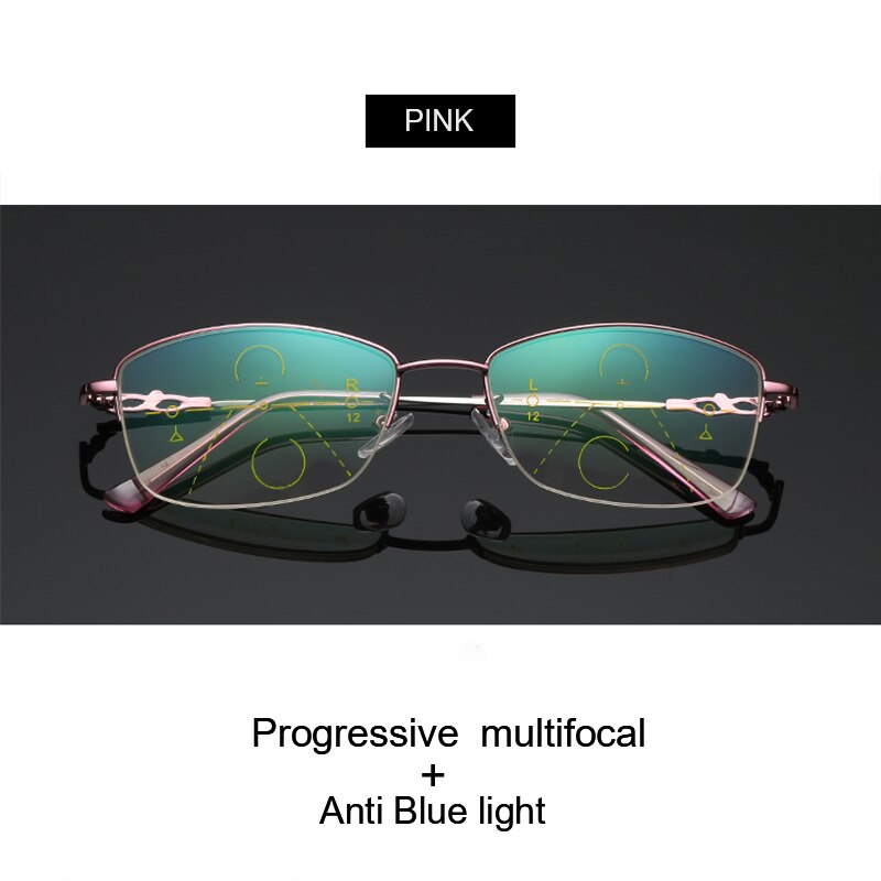BLMUSA Titanium Progressive Multifocal Reading Glasses Men Anti Blue Light Glasses Women Eyewear For Elderly Blue Light Readers
