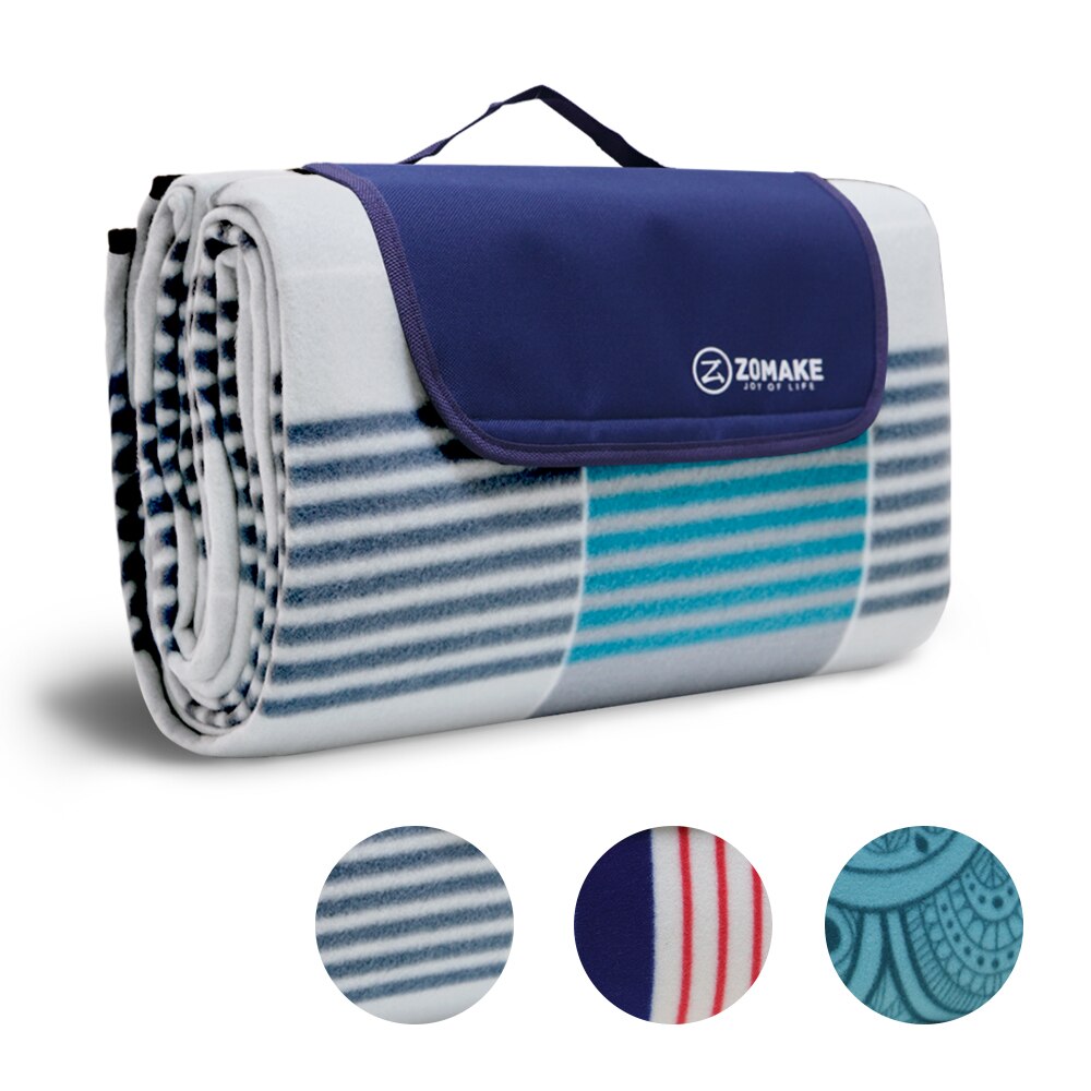 Back Waterproof Picnic Mat Large Beach Blanket Outdoor Picnic Mat for Travel,Concerts, Beach, Park: blue grey plaid