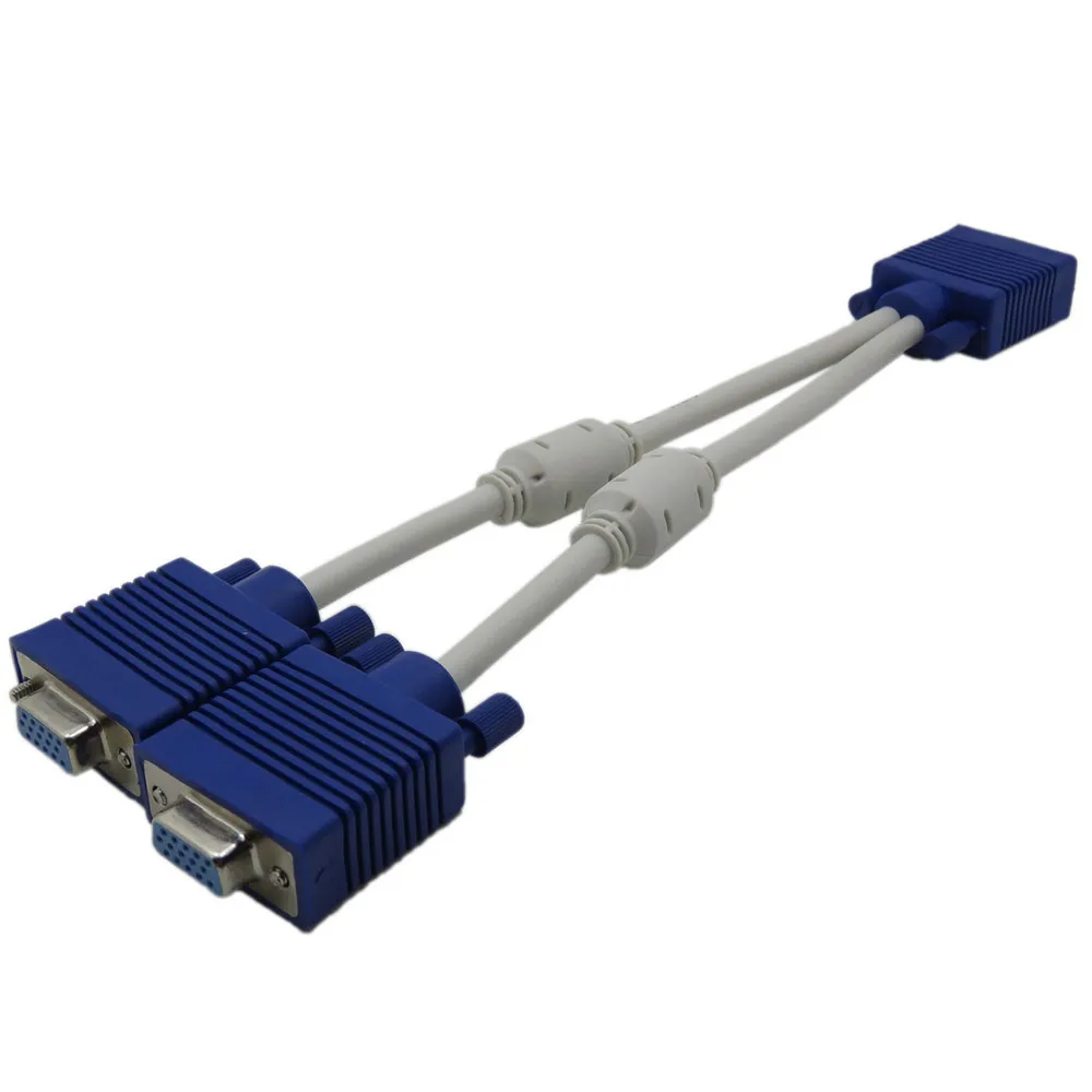 1 computer to dual 2 monitor vga splitter cable video Y splitter 15 pin two ports vga male to female 30CM