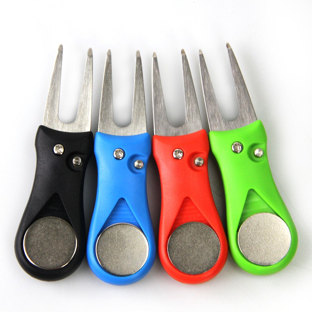 10Pcs Foldable Golf Divot Repair Tool Stainless Steel Ball Marker Golf Pitch Fork Putting Golfer Training Accessory