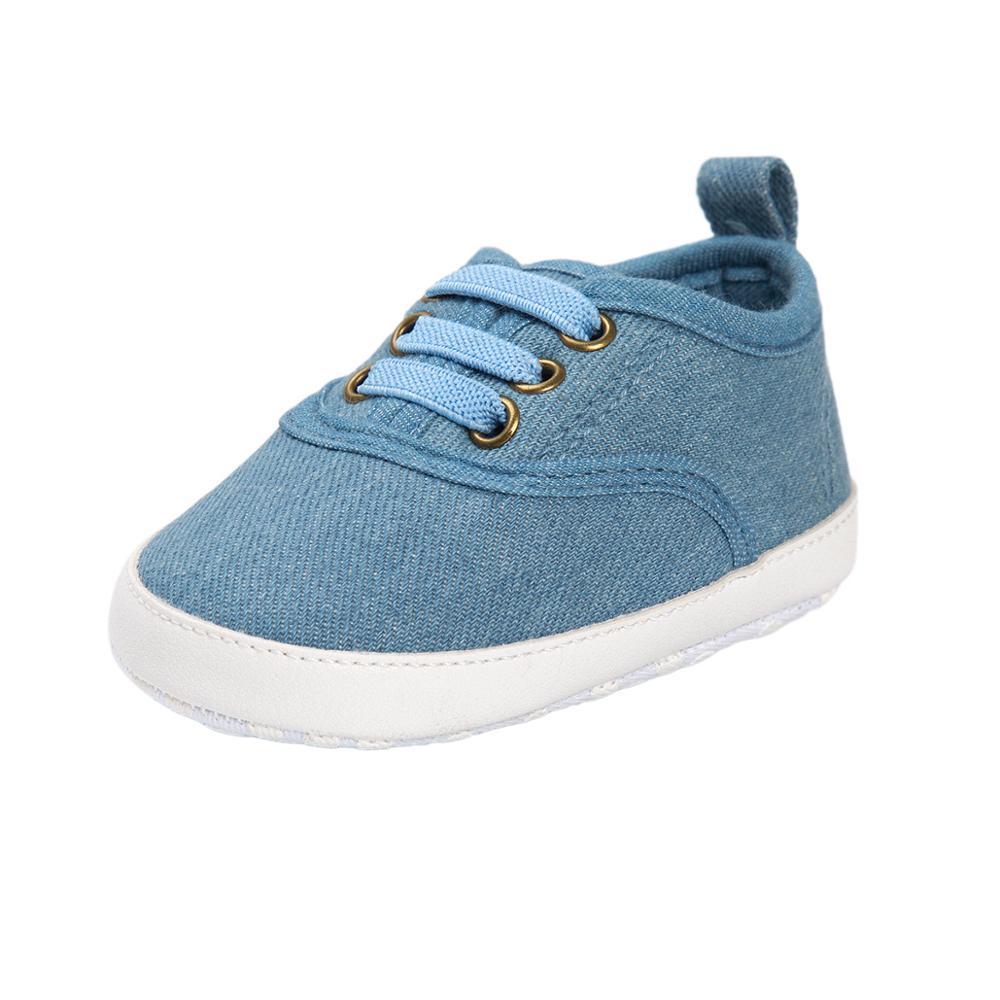 Geruit patroon gestreepte babyschoentjes eerste loopschoentjes comfortabele babyschoentjes met zachte onderkant: Lichte spijkerbroek / 3