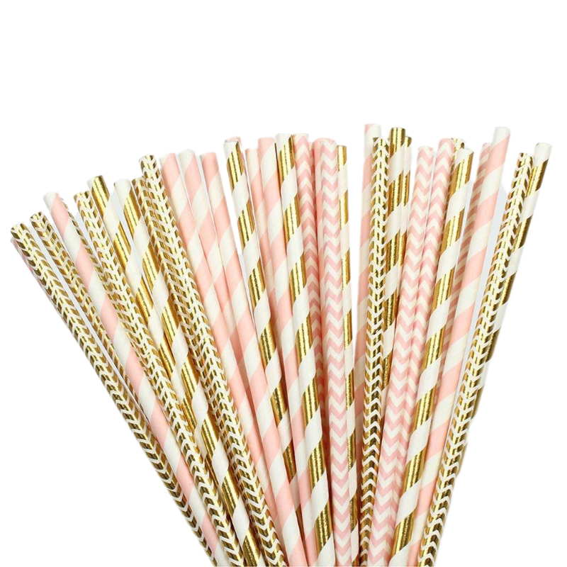 100 Pcs Party Papier Rietjes Streep Dots Sterren Wegwerp Papier Rietjes Voor Feestartikelen Verjaardag Bruiloft Biologisch Afbreekbaar