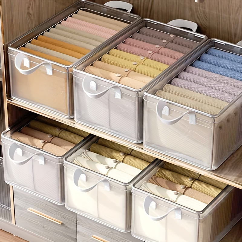 Cesta de almacenamiento de acero, cajón organizador de ropa, ropa interior transparente, caja de almacenamiento de pantalones, armario, organizador de cosas de almacenamiento de ropa