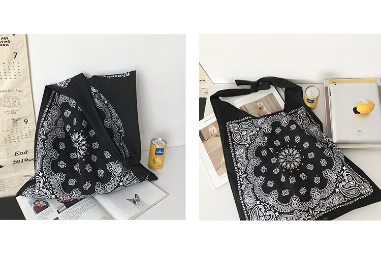 Over Large Cotton Paisley Printing Slouch Bag 2022 Women Youth Teenager Casual Ecology Fabric Big Capacity Shopper Bag