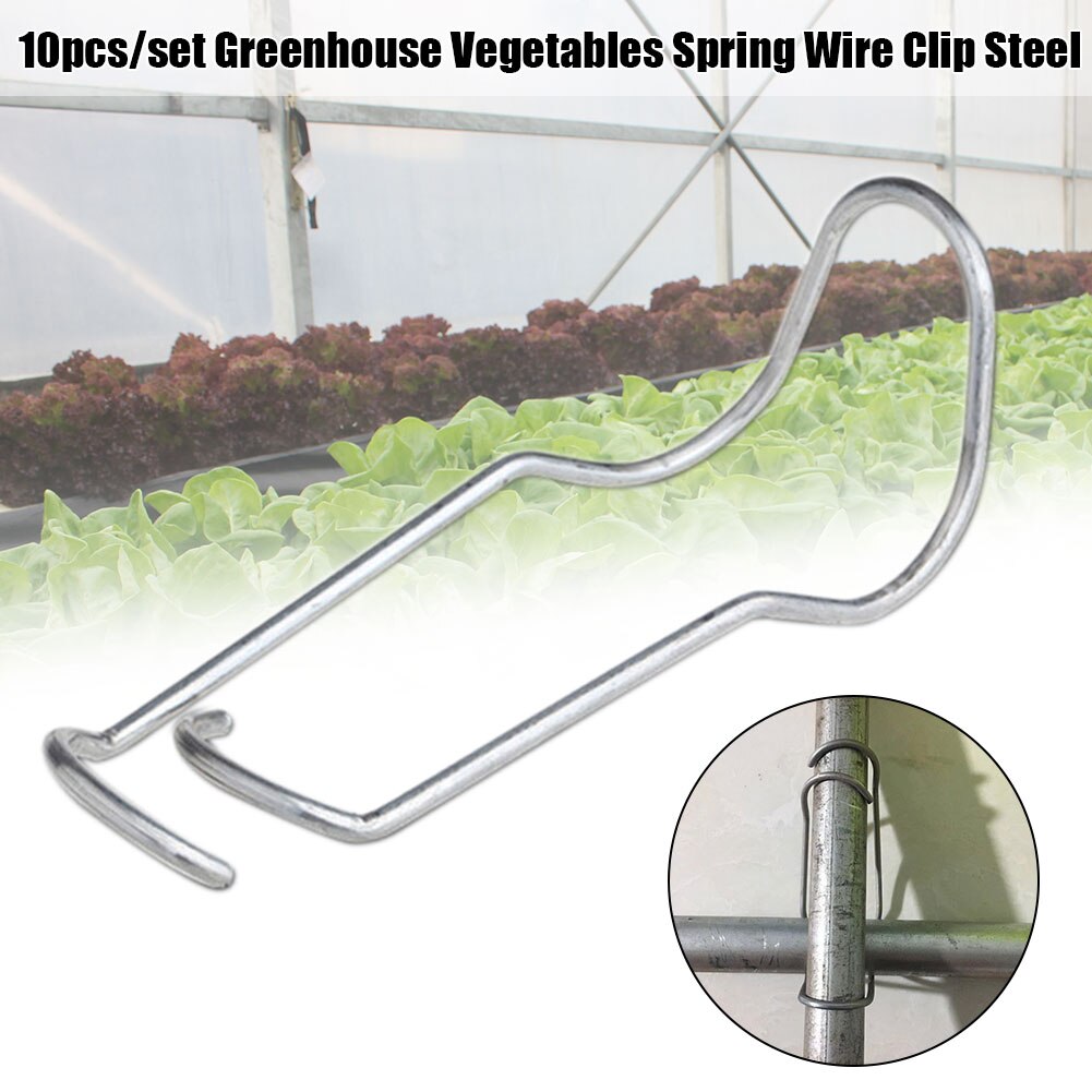 10pcs/set Buckle Home Spring Wire Clip For Greenhouse Pipe Support Tools Flowers Fixing Clamp Garden Steel Plant Connector