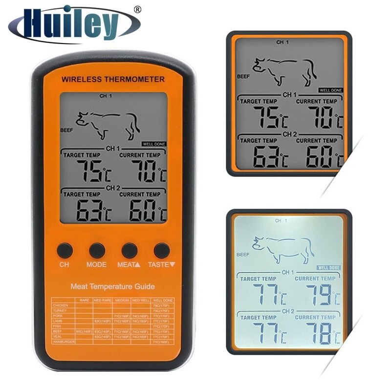 Wireless Remote BBQ Thermometer Dual Probe Digital Cooking Meat Food Oven Thermometer Grilling Smoker Barbecue Cooking Kitchen