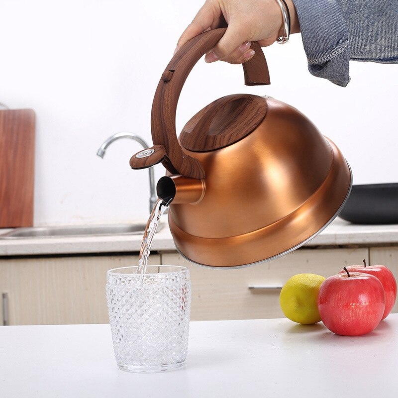 3L Tea Kettle for Stove Top Stainless Steel Wide Base Tea Kettle Stovetop Whistling Tea Kettle with Stay Cool Handle: Default Title