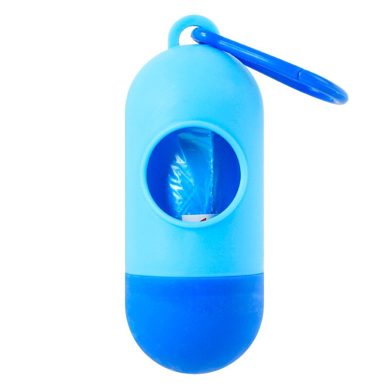 Suministros para limpieza de mascotas caja de basura tipo píldora bolsa de basura para Perros tipo de bala bolsa de desechos para mascotas portátil: blue