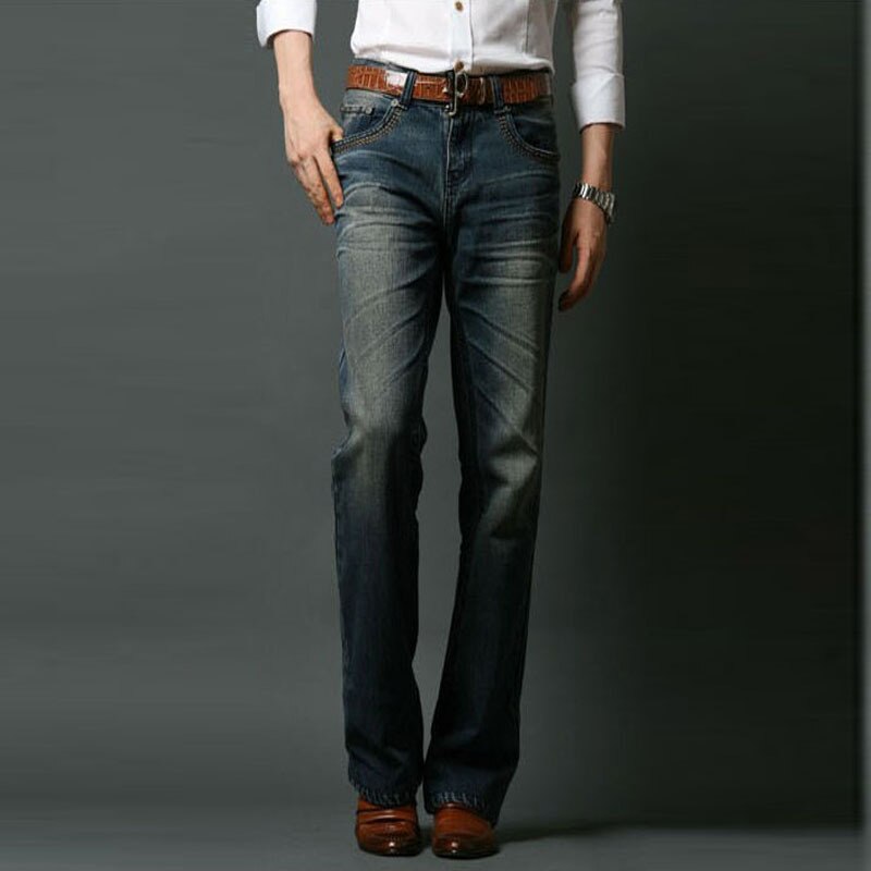 ICPANS Mens Flared Jeans Bootcut Boot cut jeans mannen Been Fit Classic Denim Flare Vintage Jeans Rechte Mannelijke Broek: 34