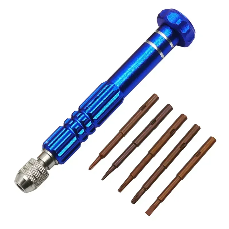 Multifunctionele 5 In 1 Schroevendraaier Horloge Reparatie Tools Set Demontage Schroevendraaier Sleuf Kruis Pruim Bloesem Computerbril: Blauw