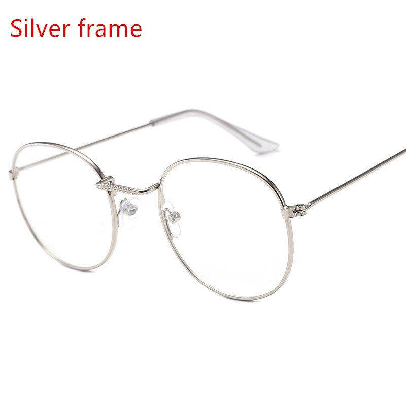 round women's glasses frame classic metal frame optical glasses transparent computer oval eyeglasses frame reading: silver