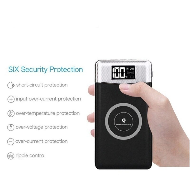 30000Mah Draadloze Draagbare Oplader Mobiele Power Bank Met 2USB Batterij Smart Telefoon Digitale Display Noodstroomvoorziening