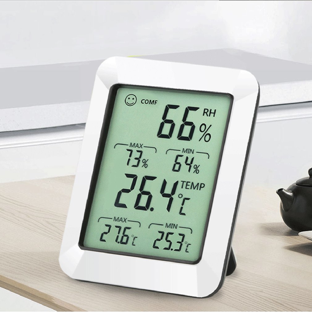 Multifunctionele Digitale Thermometer Hygrometer Automatische Elektronische Temperatuur Vochtigheid Monitor Met Grote Lcd-scherm