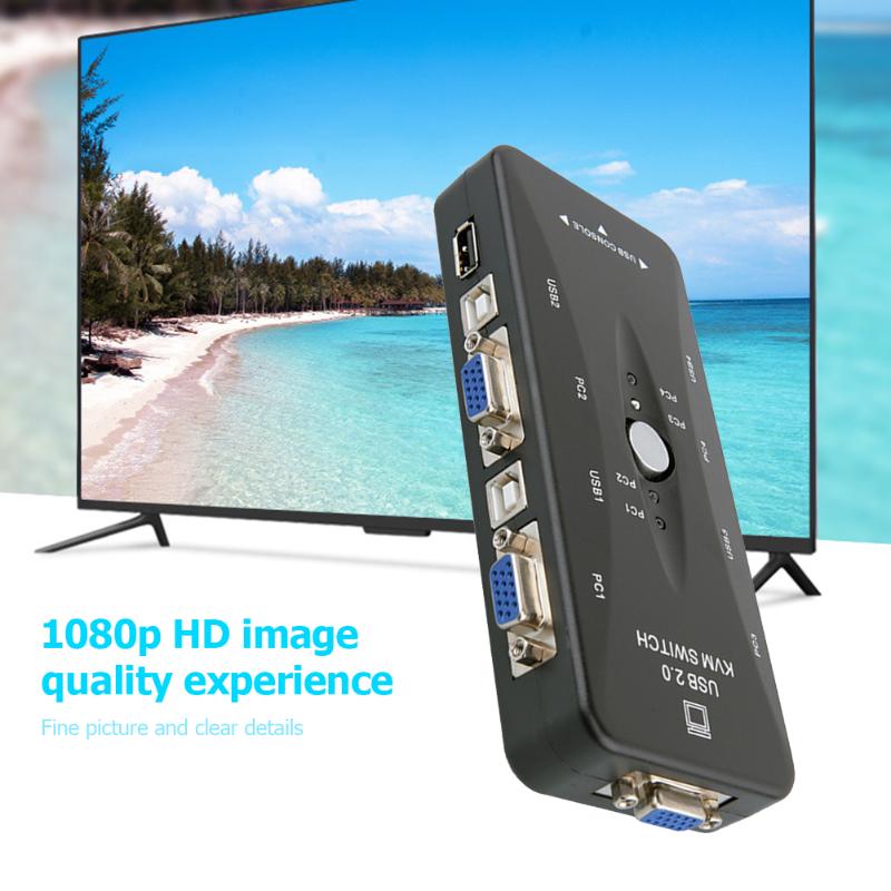2Ports/4Ports USB HDMI KVM Switch Box 2/4 in 1 Out 4K 1080P VGA Splitter KVM Switch Adapter for HDTV Monitor Projector