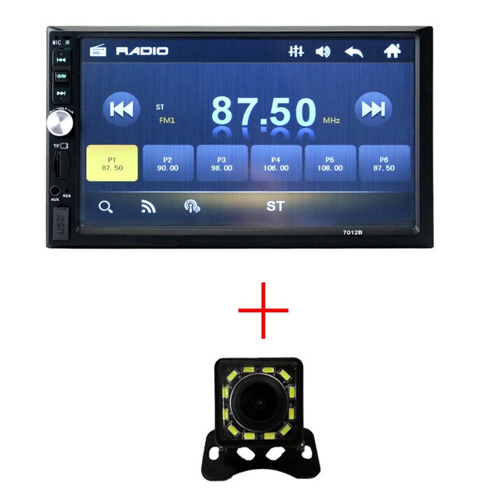 Bluetooth 2 din 7 tommers bilradio spiller bil  mp5 spiller bil dvd spiller: Med 12 ledet kamera