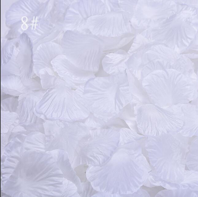 Champagne rosenblade 1000 stk/parti bryllup tilbehør fest hjemmepynt polyester kunstige blomster kronblade de rose  sr01: Hvid