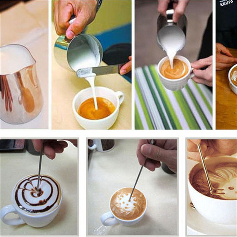 Rostfritt stål mjölkskummande kanna tjock kaffe mjölk skummuggar italiensk latte art kanna mjölkkanna skumkopp 350/550/750ml