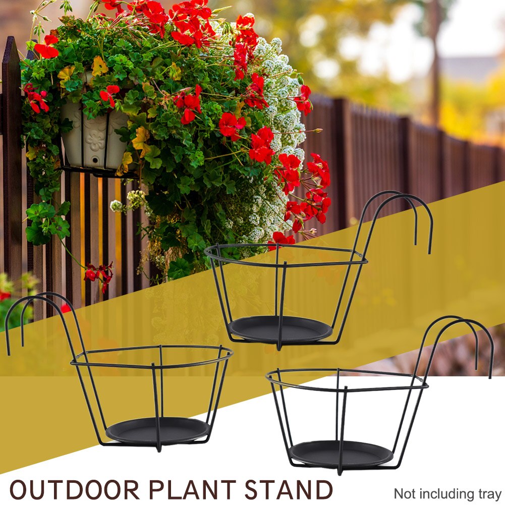 3 stuks plantenstandaard voor buiten met 2 haken voor de woonkamer, gemakkelijk schoon te maken, rugsteun, stabiel ijzeren kunstwerk, sterk lager, moderne patiotuin