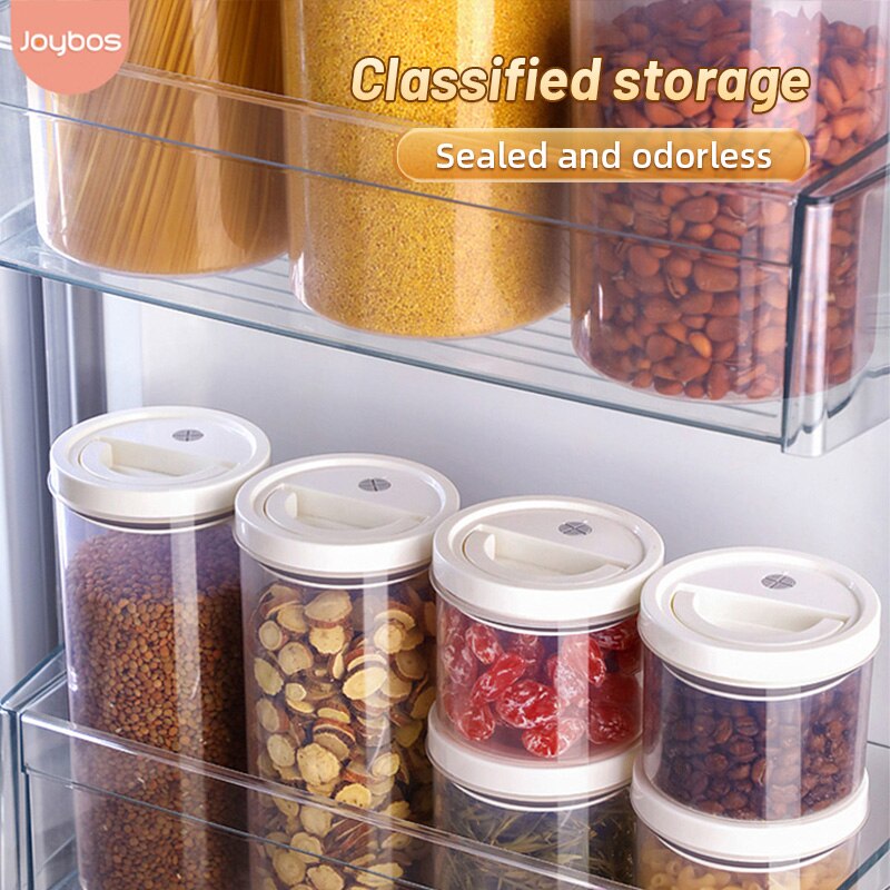 Joybos Food Storage Kitchen Container Canister Plastic Hermetic Pots Jars for Bulk Cereals for Groceries Fridge Organizer