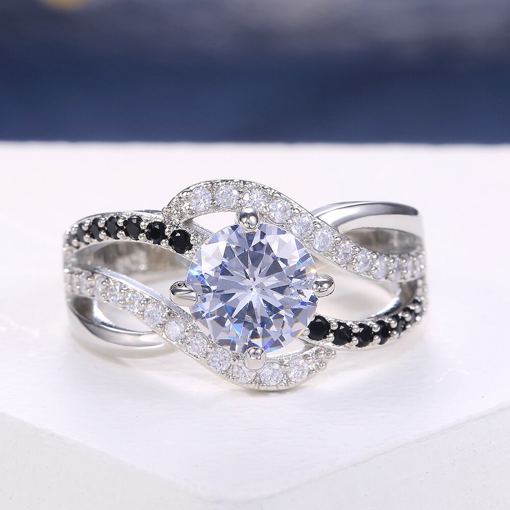 Huitan Newly Women Ring Engage Proposal Ring for Lover Bright Cubic Zirconia Party Birthday Rings Jewelry