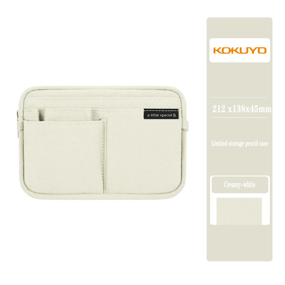 KOKUYO – trousse à crayons japonaise, sac de rangement Simple, petit et frais à double usage, sac à dos multifonction de grande capacité: Creamy-white