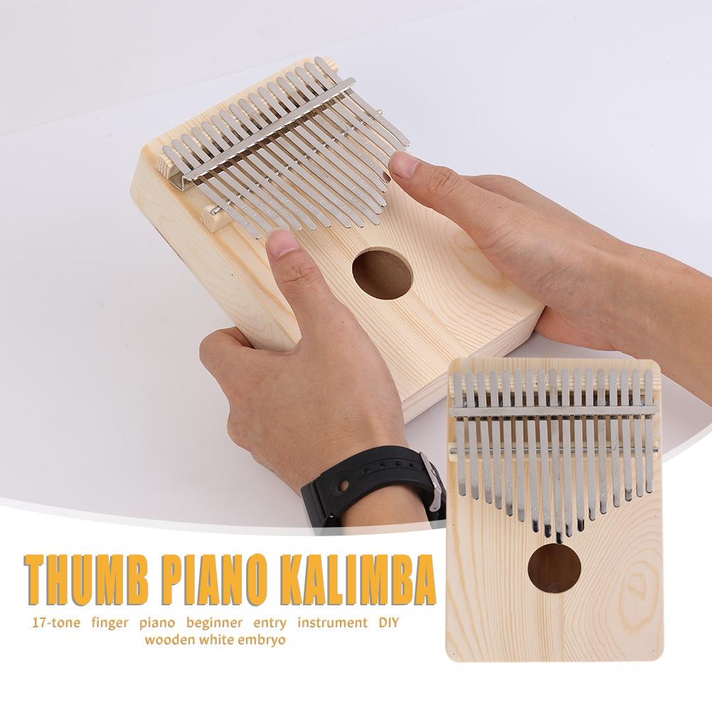 Kalimba 17 dedo pulgar Piano africano DIY madera blanco Embryo Sanza Mbira Kalimba jugar con guitarra instrumentos musicales de madera