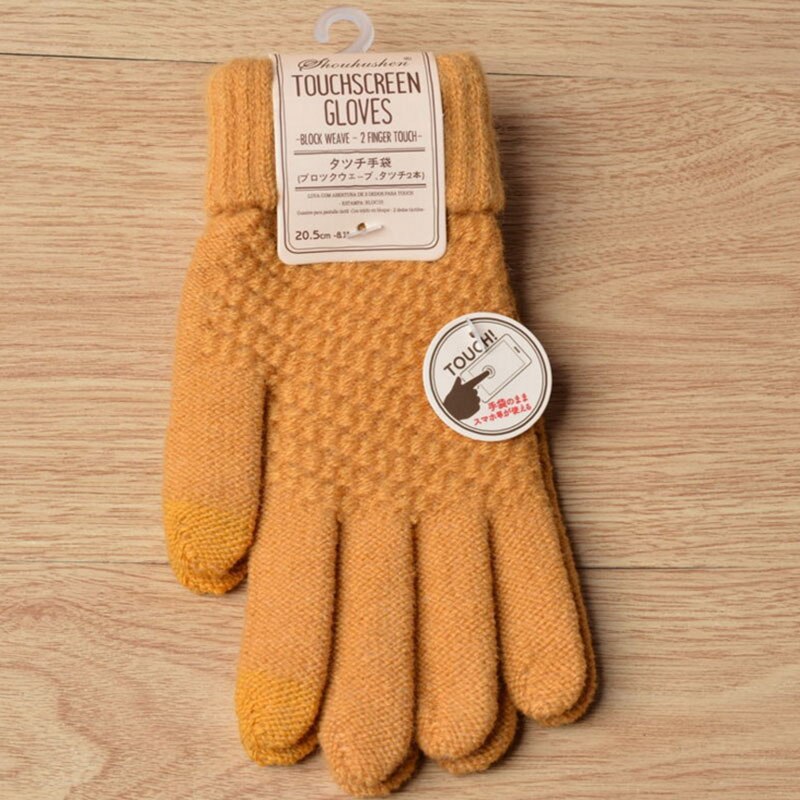 Adult woman Men Touch Screen Gloves and child Kids Boy girl Knit Gloves Winter Warm Full finger Gloves ST8: yelloe