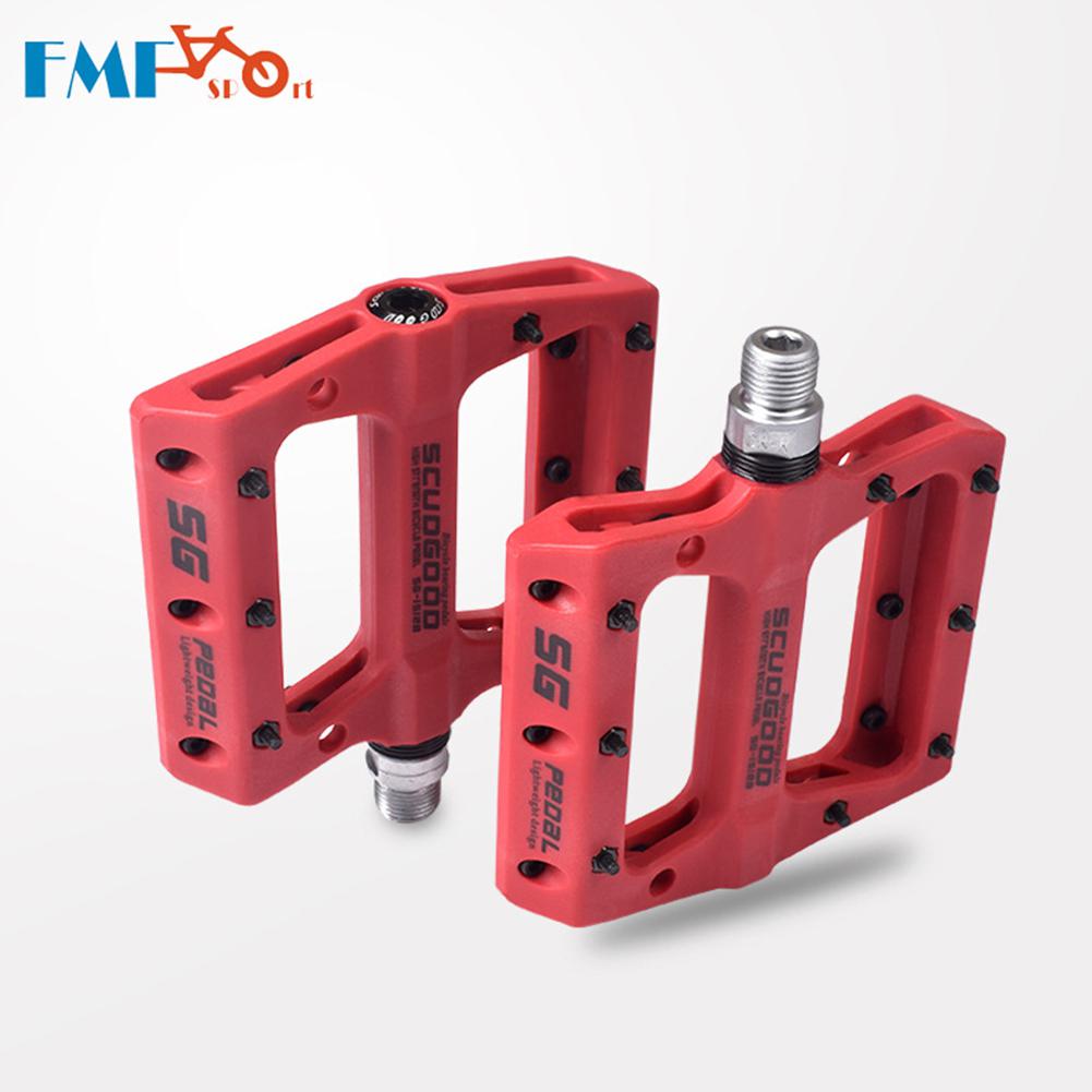 Pedales de bicicleta de montaña de fibra de nailon para bicicleta de carretera MTB BMX pedales antideslizantes piezas de bicicleta accesorios de ciclismo: red