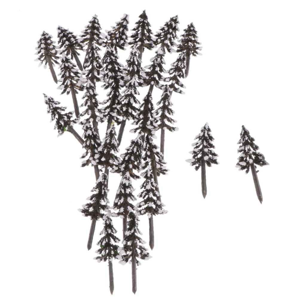 30pcs Model Cedar Trees Model Train Scenery Architecture Scenery Trees with Snow, 1.97 inches