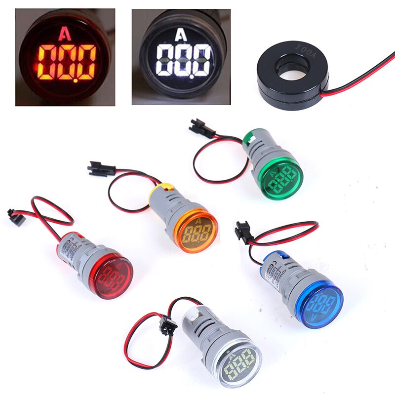 1pcs 220V AC 22mm Digital Ampermeter Monitor Current Indicator 0-100a Ammeter Tester