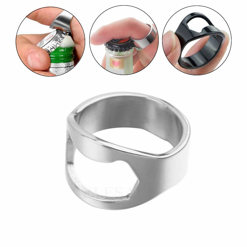Abridor de garrafa criativo de aço inoxidável, 22mm, portátil, formato de anel, abridor de cerveja, ao ar livre, edc, cozinha doméstica, dropshipping