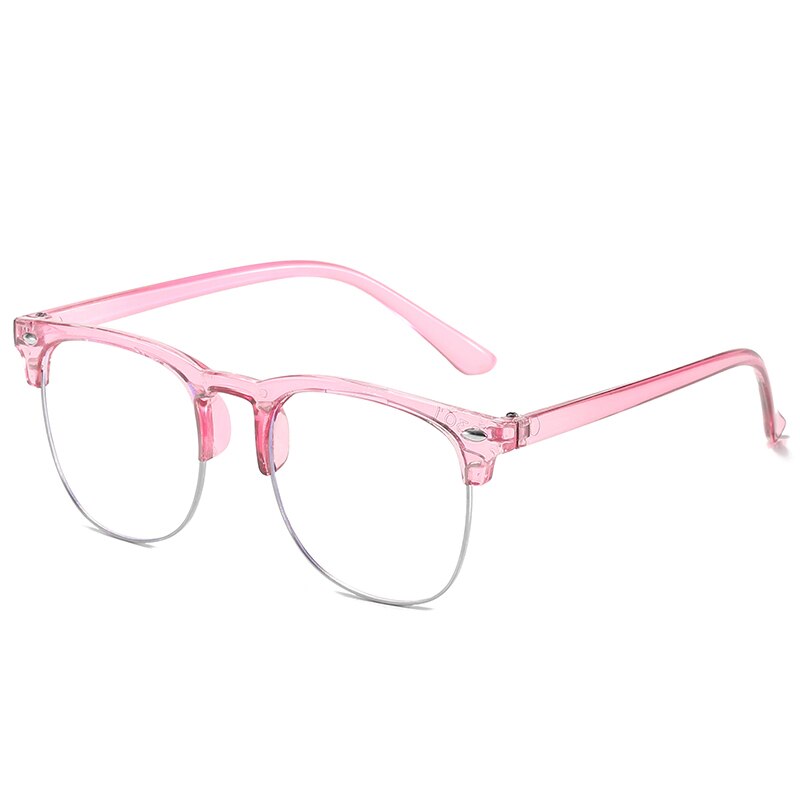 Gafas de medio marco a la para niños y niñas, lentes protectoras para ordenador de lectura, redondas, antiluz azul: 4-DJ2301-C4