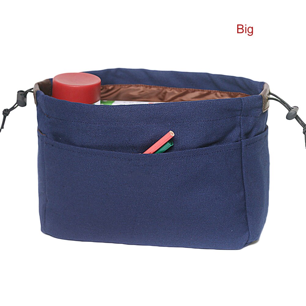 Canvas Purse Organizer Bag Organizer Insert with Compartments Makeup Travel Storage Handbag Best -WT: blue L