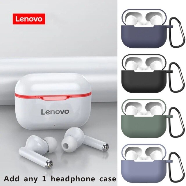 Lenovo LP1 Wireless Earphone Bluetooth 5.0 Dual Stereo Noise Reduction HIFI Bass Touch Control Long Standby 300mAH Headset: LP1 Red Add Case