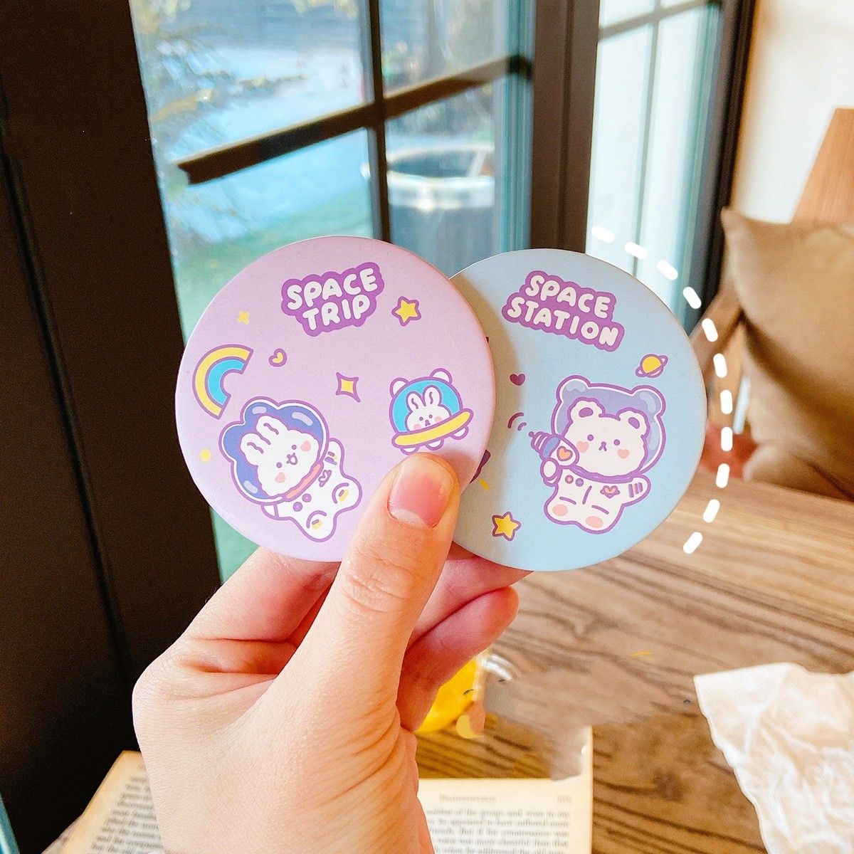 Mini espejo de dibujos animados, espejo redondo pequeño portátil, perfecto para niños y niñas, 1 unidad