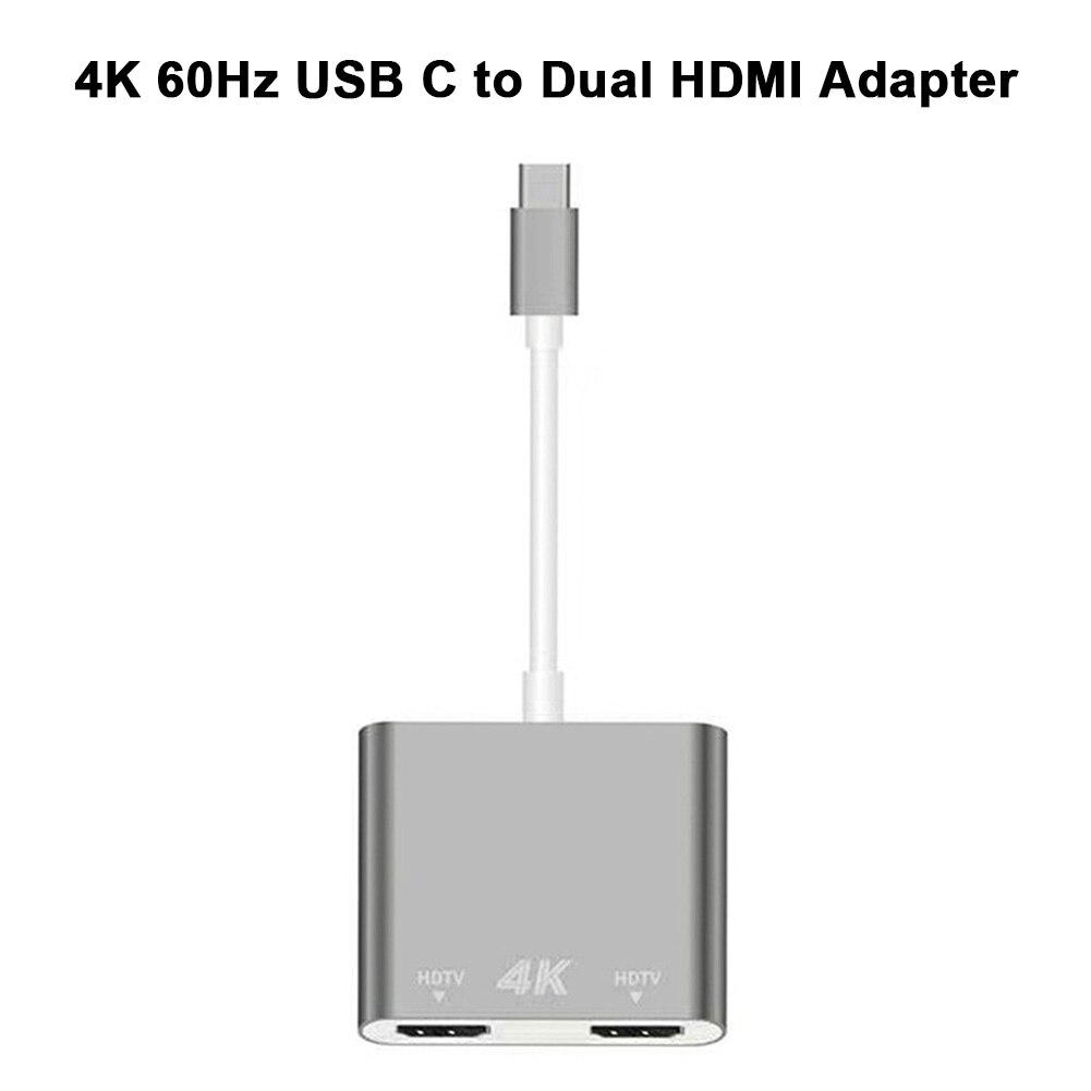 Usb c till dubbel hdmi-adapter omvandlare 4k 60hz möte  hd 2 in 1 typ-c flera lägen speldisplay presentation av för mac os
