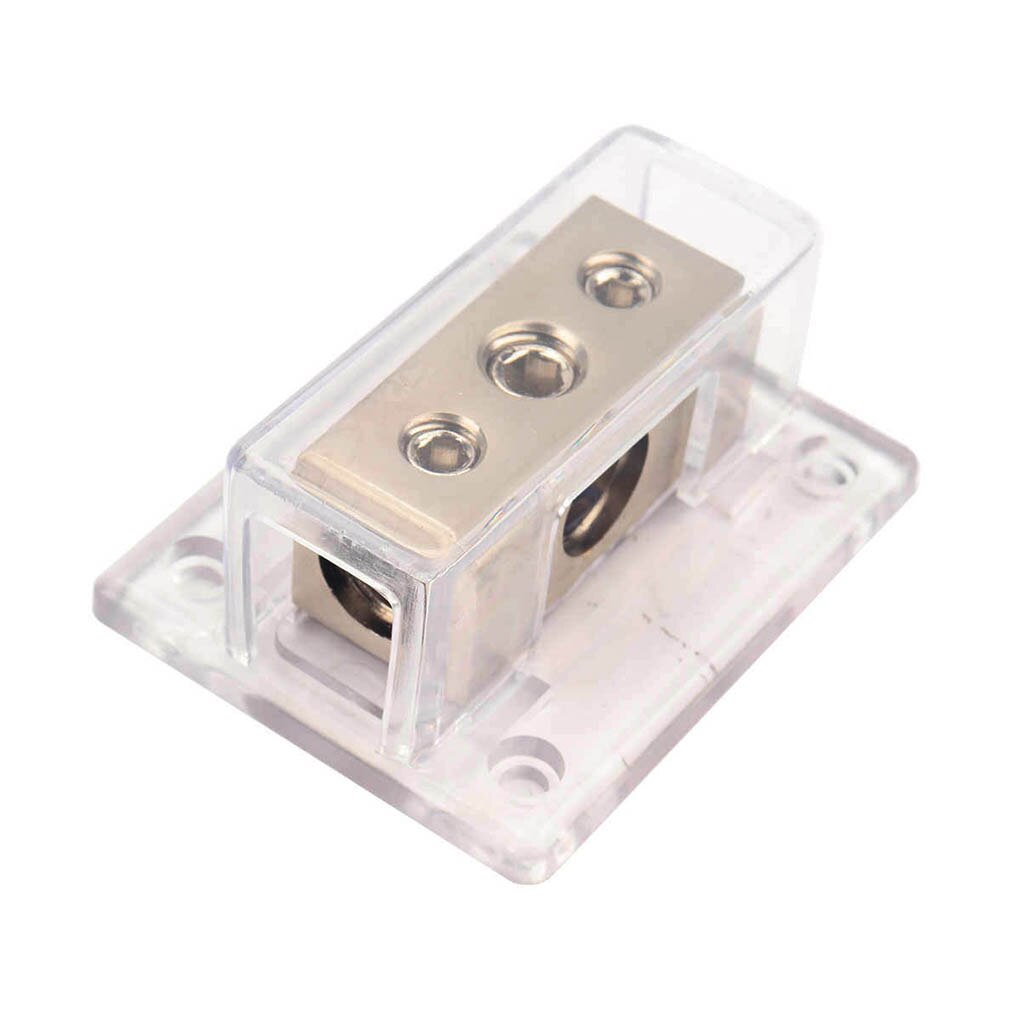 2-way Automobile Ground Cable Splitter Portable Detachable Safe Transparent Ship Distributor Distribution Block