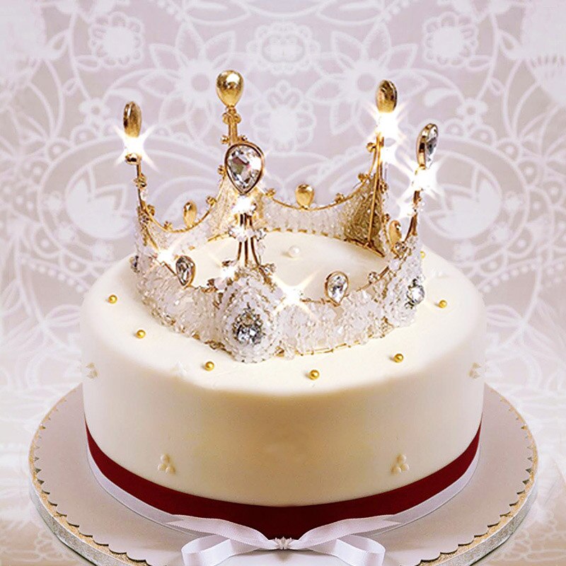 1PC Crystal Diamonds Pearl Crown Cake Toppers Baptism Birthday Wedding Cake Decoration Supplies Happy Birthday Hats Tiara