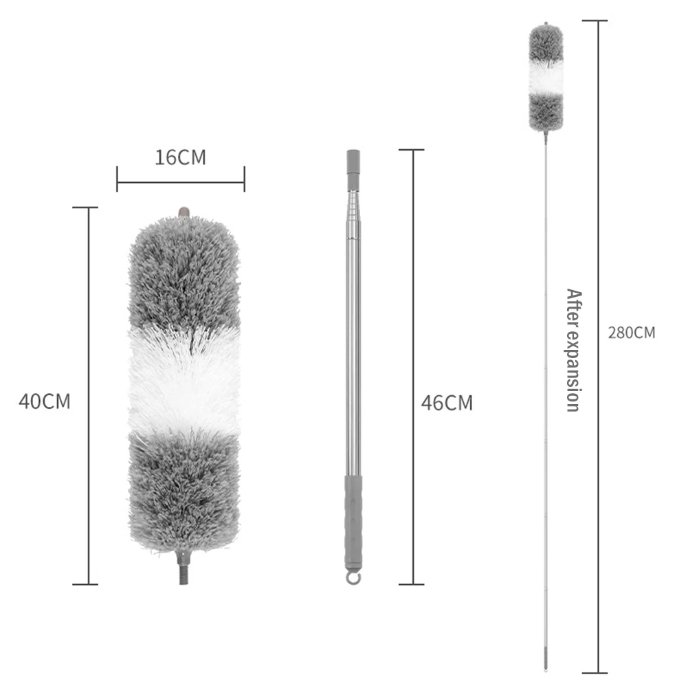 Microfiber Duster Extendable Duster Cleaner Brush Telescopic Ceiling Microfiber Brushes Bendable Dust Cleaning: Yellow