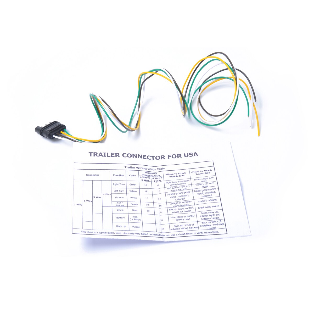 12V 7 Way to 4 Way Pin Flat Blade Trailer End Connector American Standard Trailer Light Plug Adapter Converter